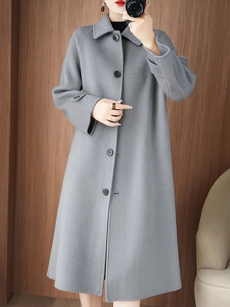Elei | Eleganter Damen Wintermantel aus Wollmischung – Beidseitig, Mit Bubikragen