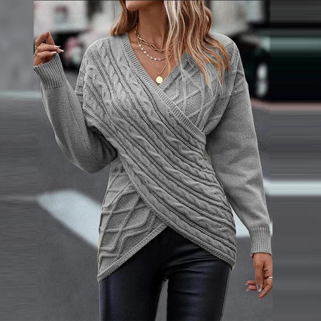 Helys | Strickpullover mit asymmetrischem V-Ausschnitt für den Winter