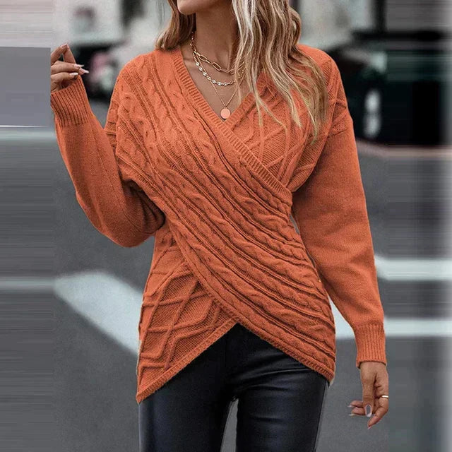 Helys | Strickpullover mit asymmetrischem V-Ausschnitt für den Winter