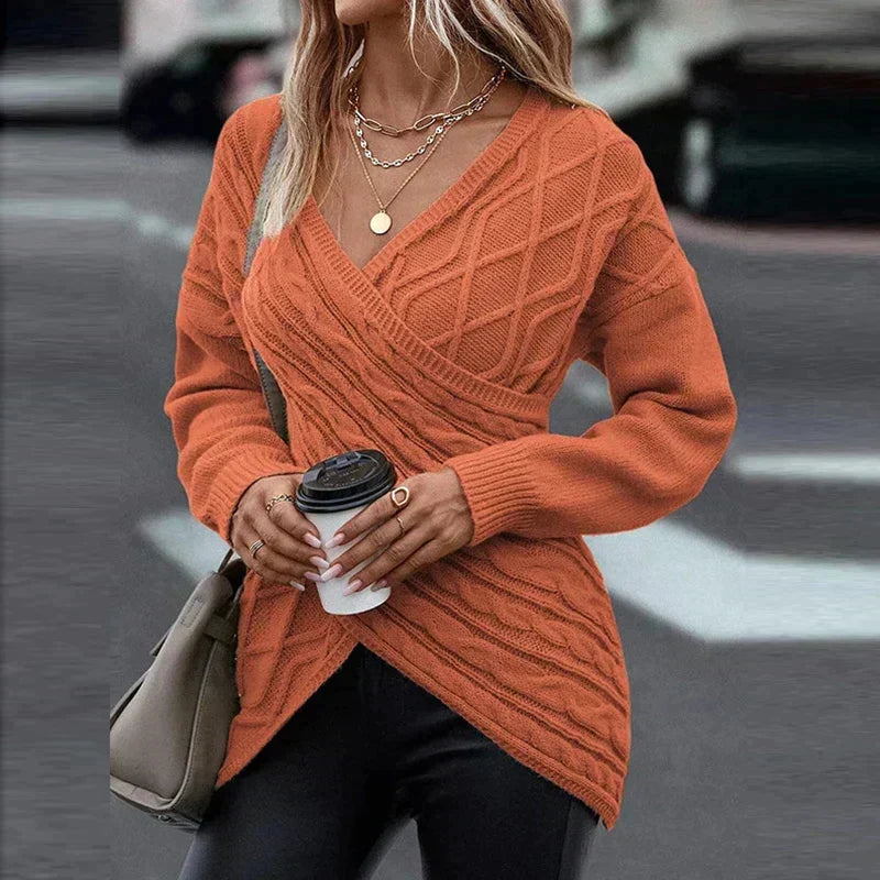 Helys | Strickpullover mit asymmetrischem V-Ausschnitt für den Winter