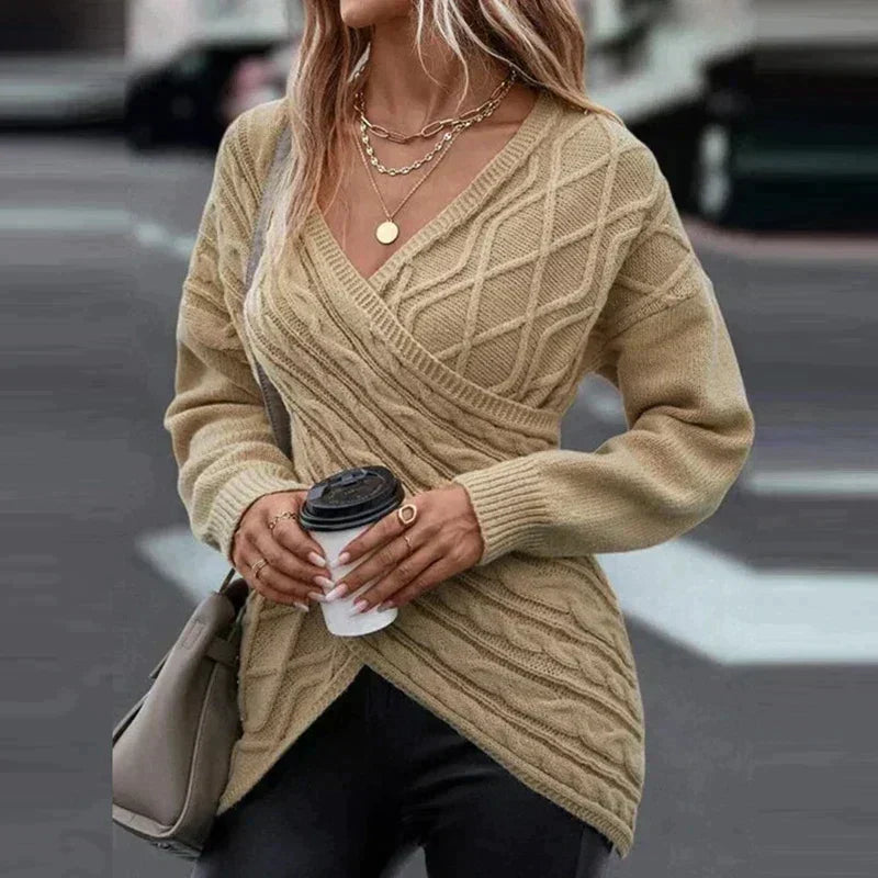 Helys | Strickpullover mit asymmetrischem V-Ausschnitt für den Winter