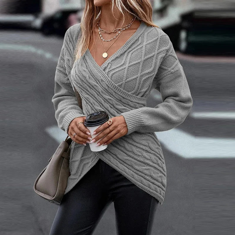 Helys | Strickpullover mit asymmetrischem V-Ausschnitt für den Winter