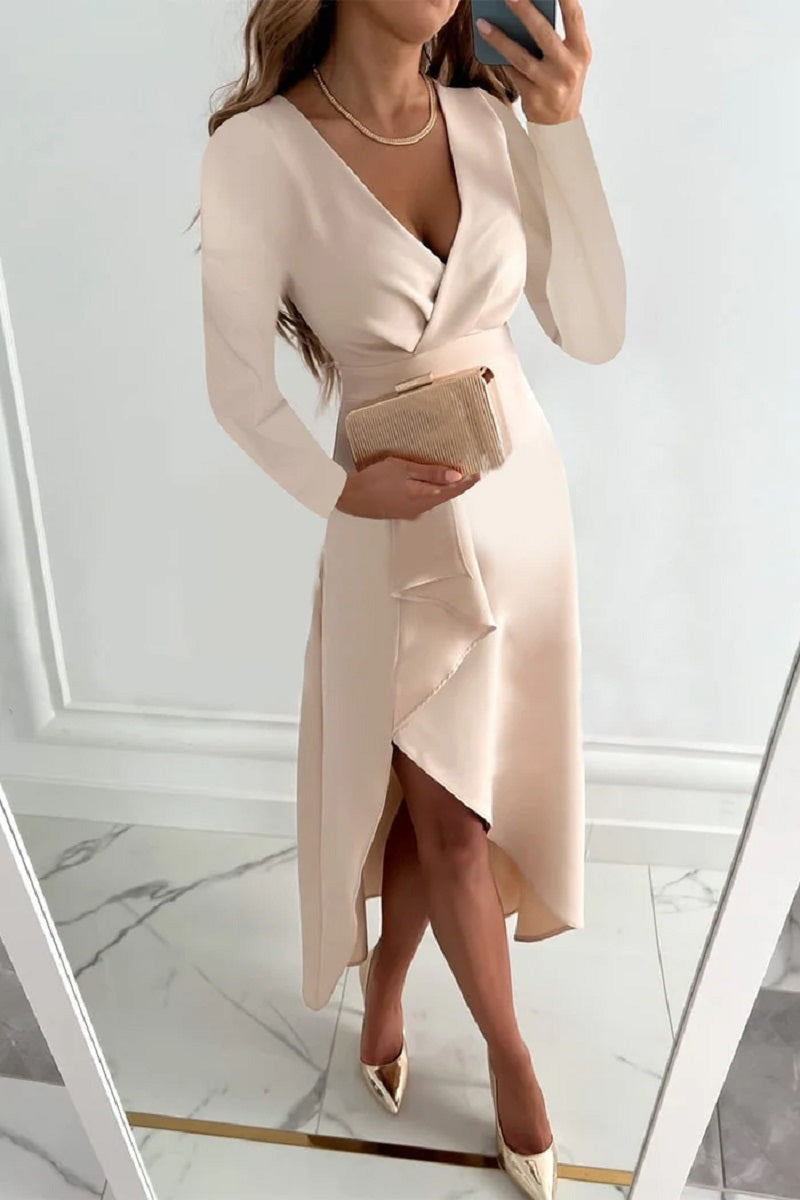 Cherry | Elegantes plissiertes einfarbiges Kleid