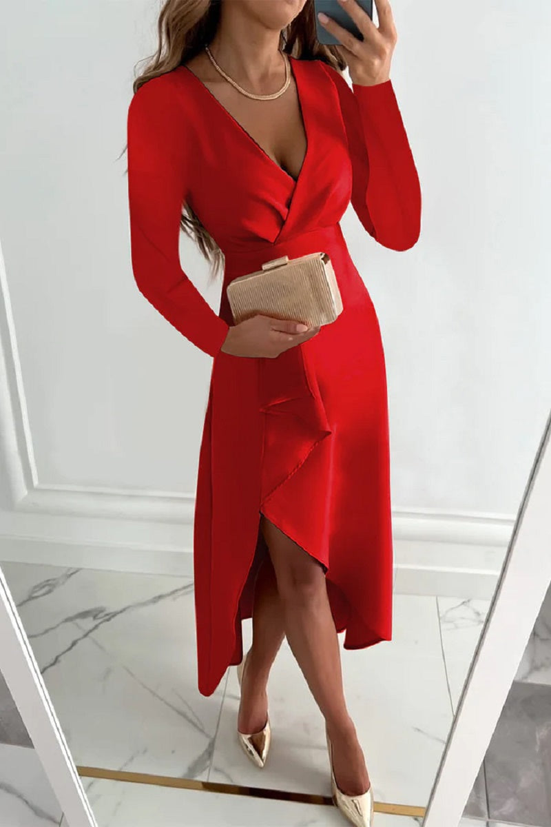 Cherry | Elegantes plissiertes einfarbiges Kleid