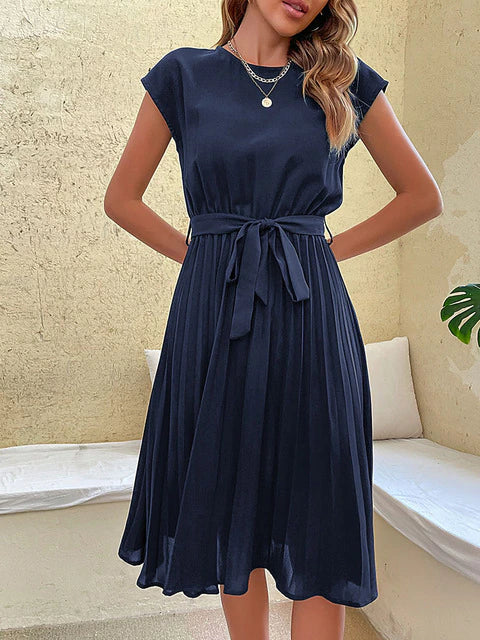 Narelle | Kurzärmeliges, plissiertes, lässiges Minikleid für den Sommer"