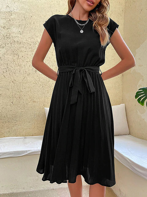 Narelle | Kurzärmeliges, plissiertes, lässiges Minikleid für den Sommer"