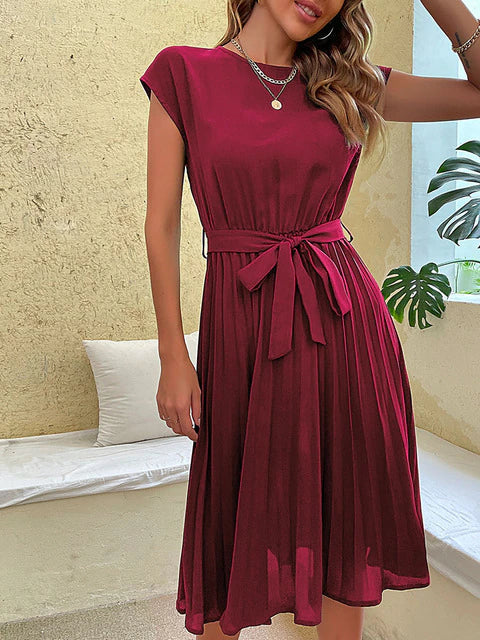 Urban | Kurzärmeliges plissiertes lässiges Minikleid für den Sommer