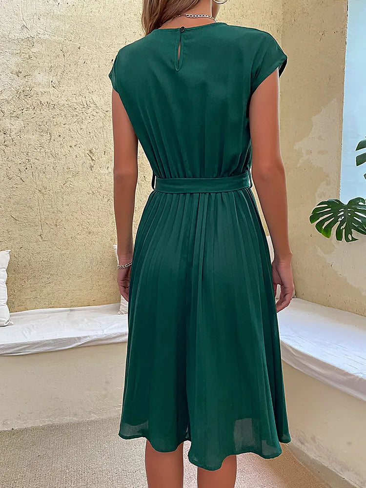 Narelle | Kurzärmeliges, plissiertes, lässiges Minikleid für den Sommer"