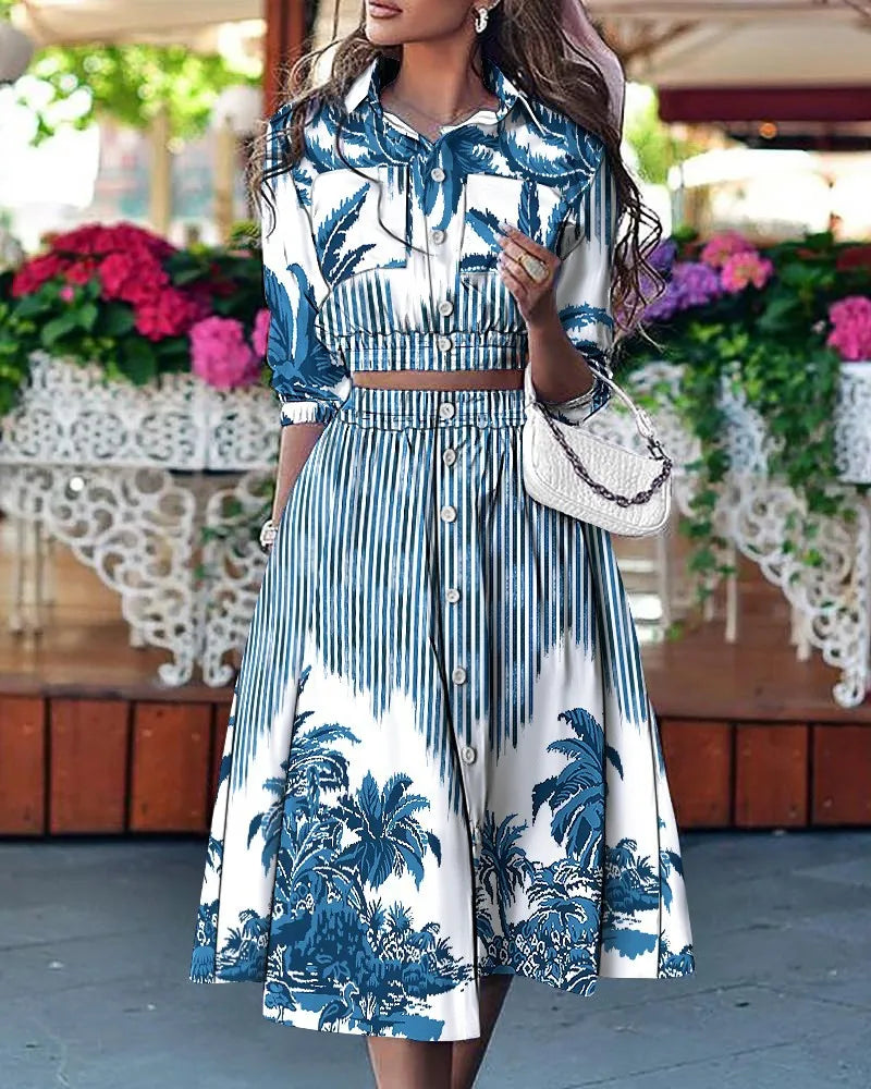 Dianthia | Zweiteiliges Set aus Oberteil und Rock mit Druck