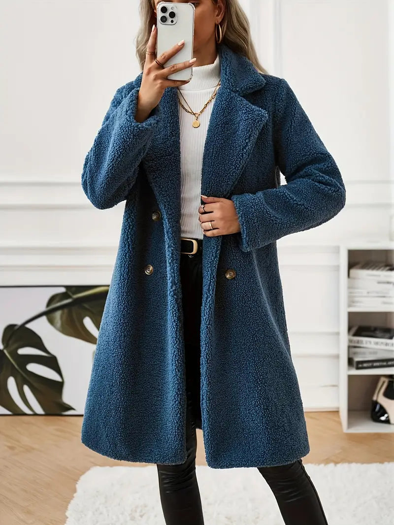 Langer | Eleganter langer Damenmantel aus Polyester, einfarbig