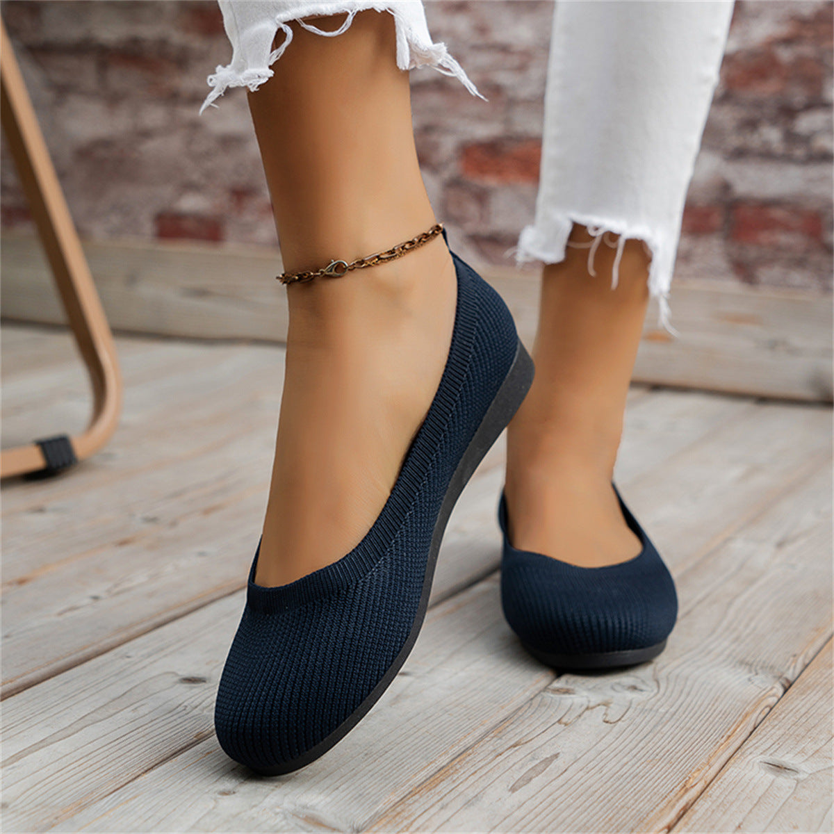 Jenefier | Gestrickte Ballett-Flats Schuhe