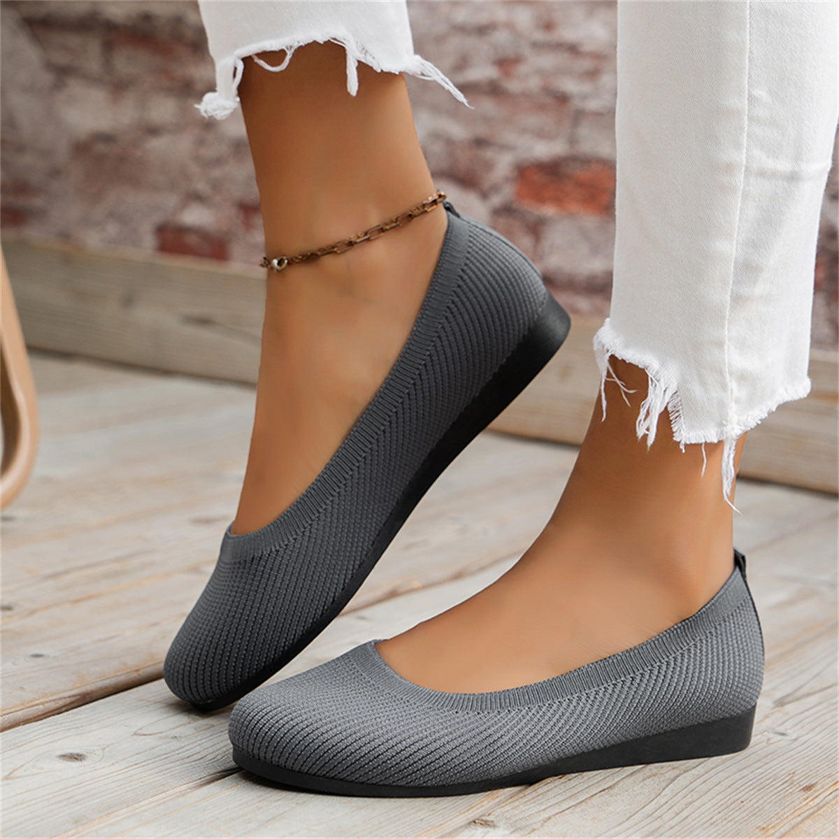 Jenefier | Gestrickte Ballett-Flats Schuhe