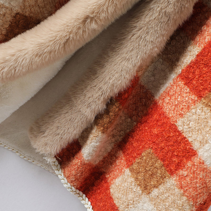 Risa | Poncho-Jacke mit Kunstfellfutter