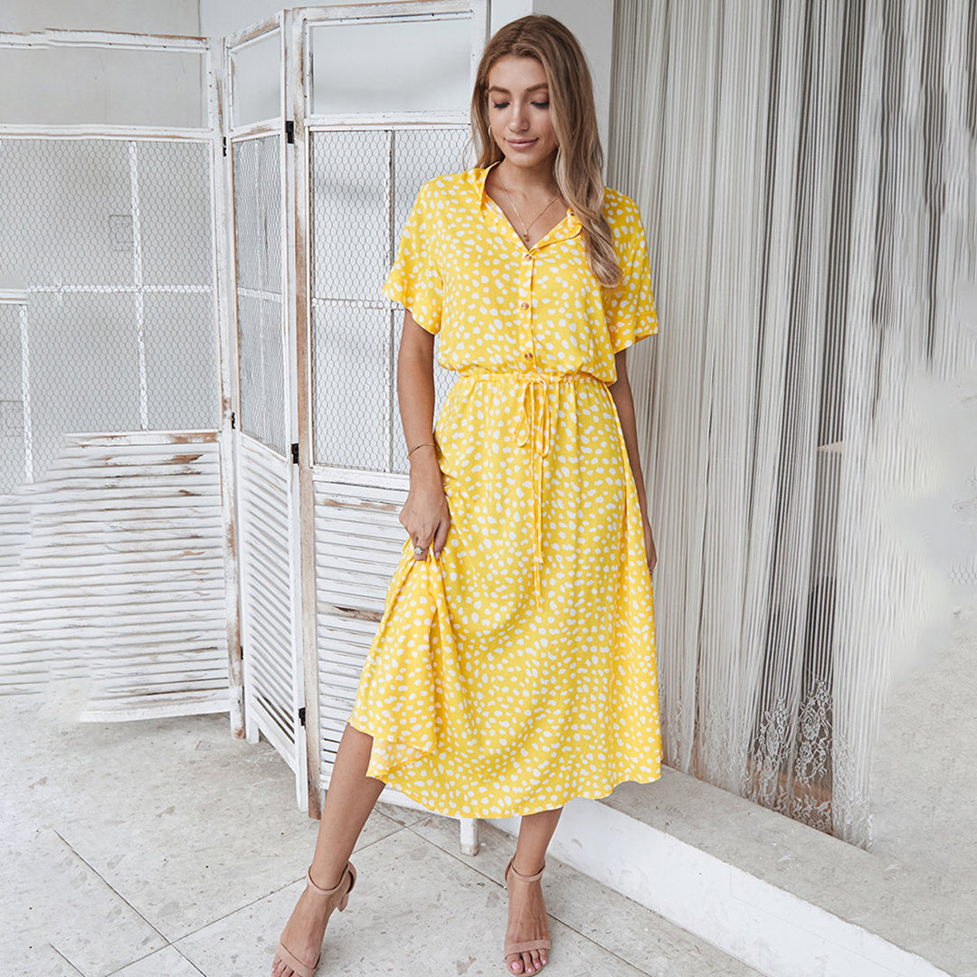 Orane | Bedrucktes v-ausschnitt kleid