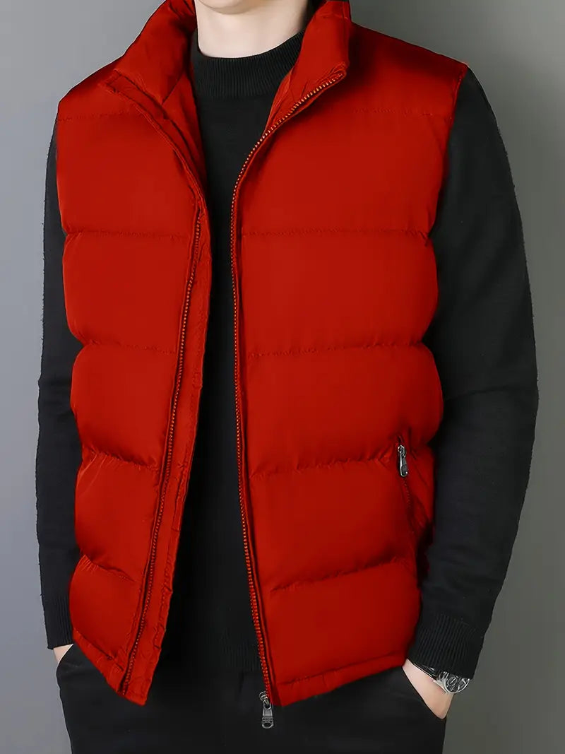 Axl | Herren Weste mit Fleece-Fütterung – Zip-Up, Stehkragen, Einfarbig