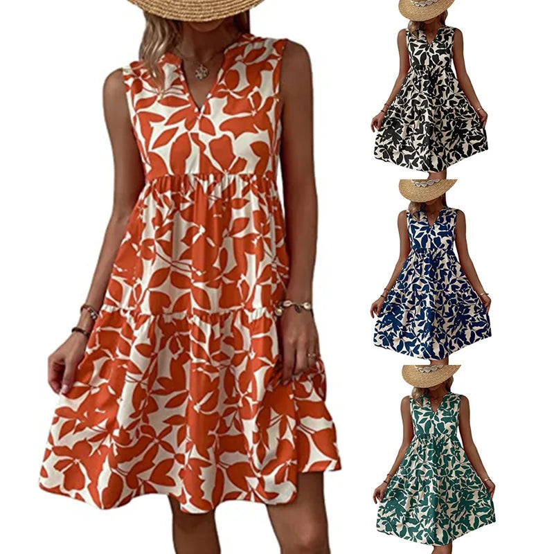Yanna | Minikleid Boho-Druck Strand-Sommerkleid