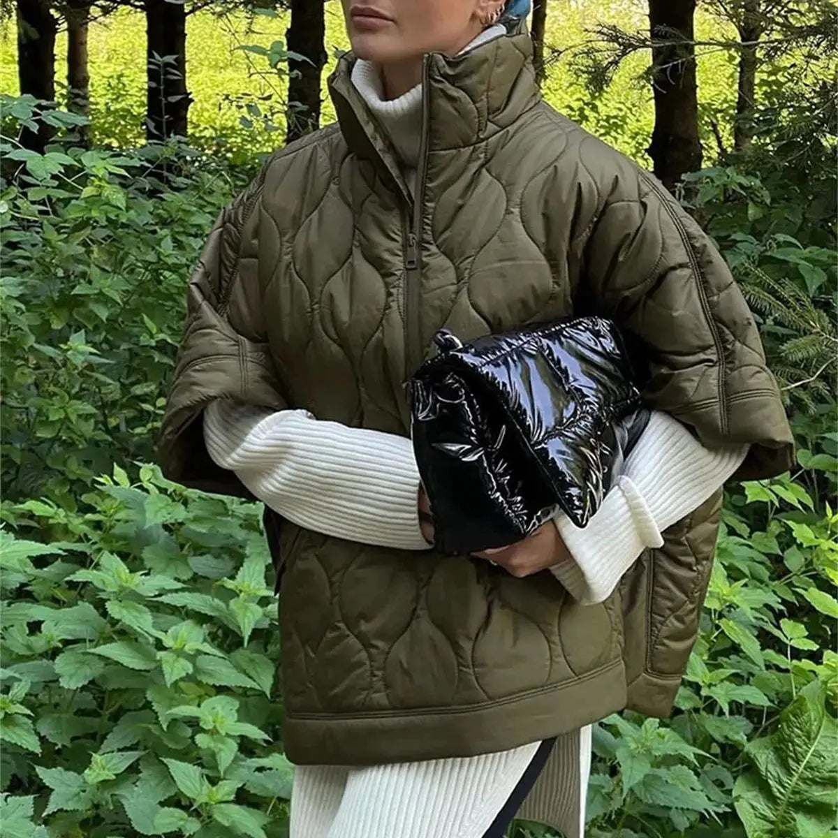 Katalinah | Wattierter Parka für Damen, Grün, mit hohem Kragen und Reißverschluss – Ideal für den Winter 2024