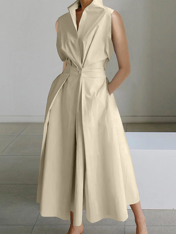 Gabrielle | Weißes Hemdkragen Urban Baumwollkleid