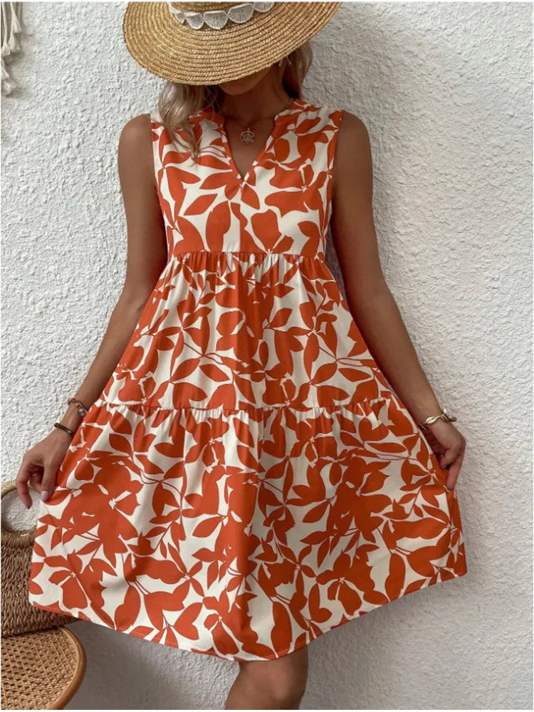 Yanna | Minikleid Boho-Druck Strand-Sommerkleid