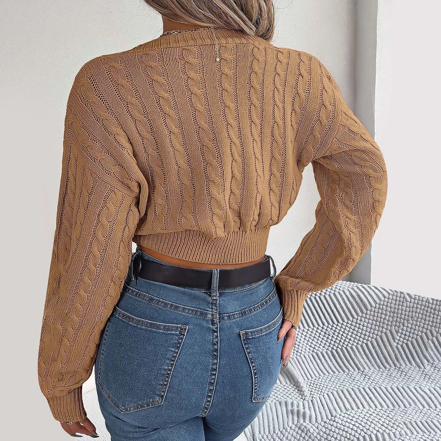 Roderick | Wickel-Pullover mit V-Ausschnitt und Struktur für Damen