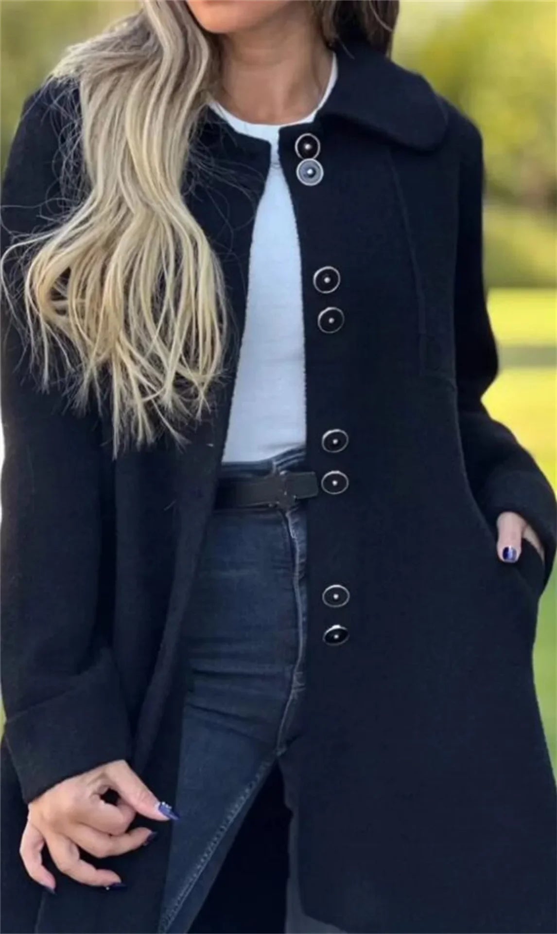 Elna | Damen Langärmliger Mantel Jacke – Warm und Vielseitig für Herbst und Winter