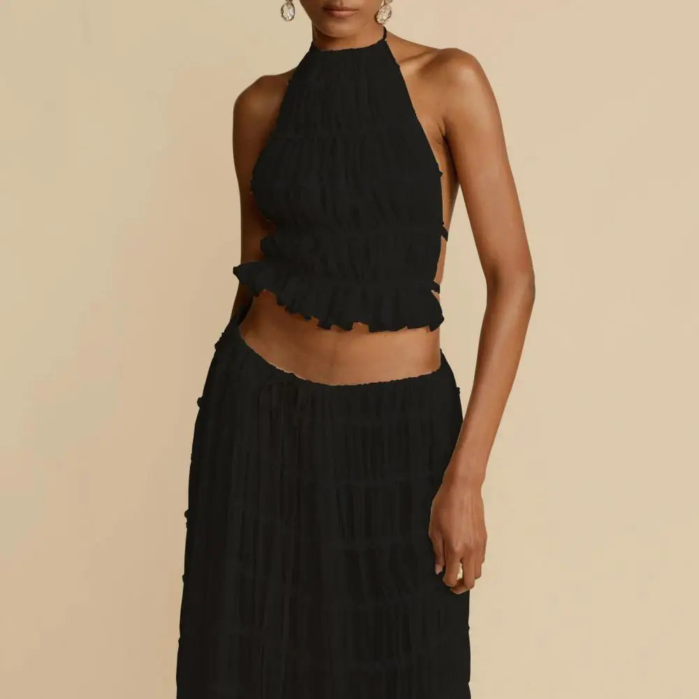 Lisandra | Strandfertige Sommer-Vibes | Atemberaubendes Mesh-Top und Rock-Set
