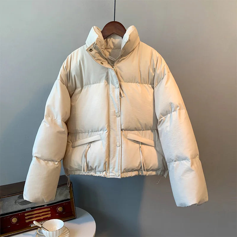Joelle | Winter Pufferjacke mit Stehkragen in Uni-Farben