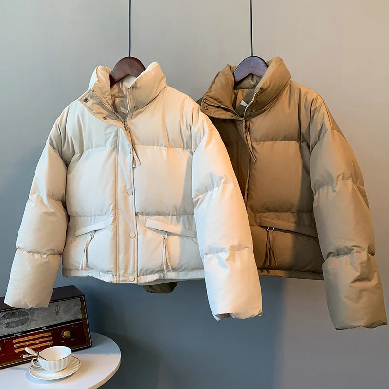 Joelle | Winter Pufferjacke mit Stehkragen in Uni-Farben