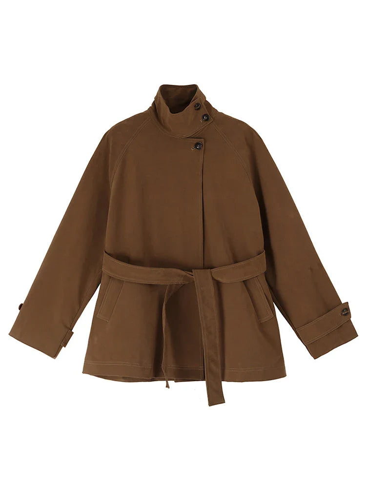 Nalia | Modischer Trenchcoat Damen Winter Leder