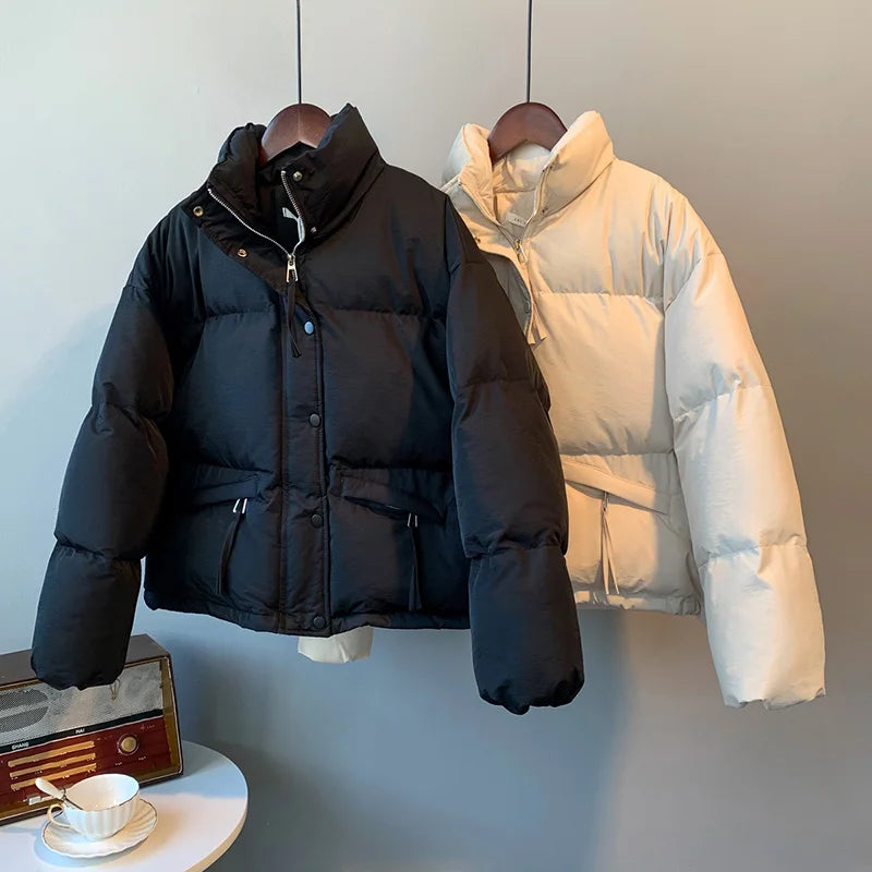Joelle | Winter Pufferjacke mit Stehkragen in Uni-Farben