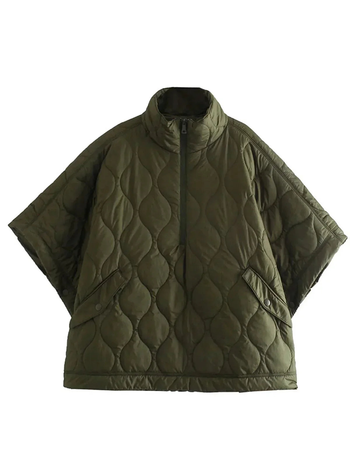 Katalinah | Wattierter Parka für Damen, Grün, mit hohem Kragen und Reißverschluss – Ideal für den Winter 2024
