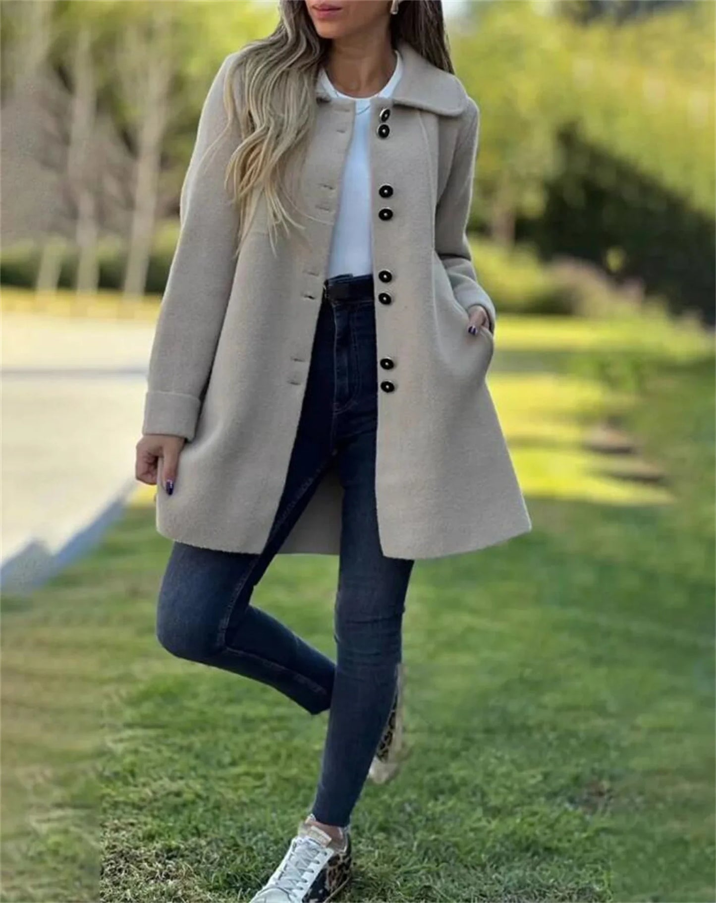 Elna | Damen Langärmliger Mantel Jacke – Warm und Vielseitig für Herbst und Winter