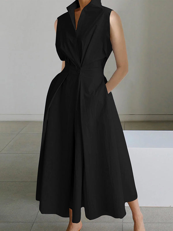 Gabrielle | Weißes Hemdkragen Urban Baumwollkleid