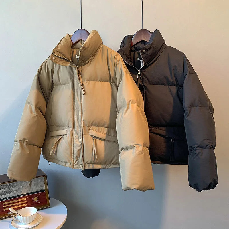 Joelle | Winter Pufferjacke mit Stehkragen in Uni-Farben