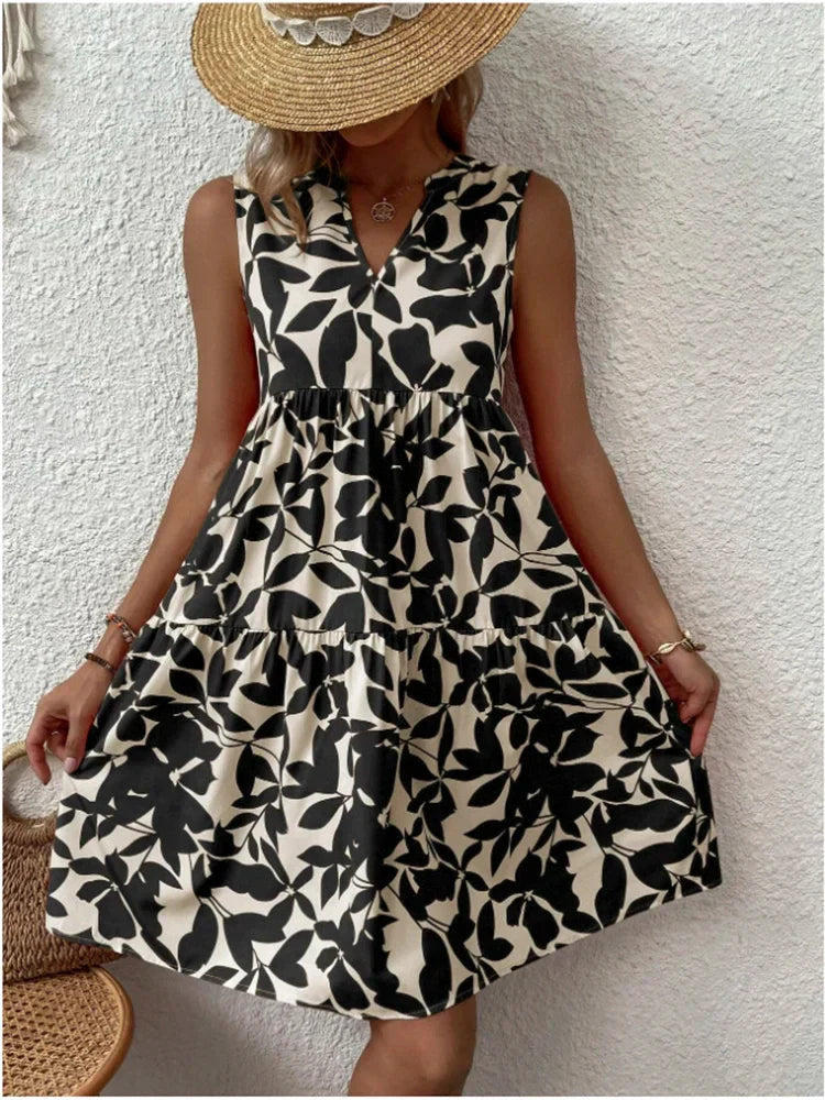 Yanna | Minikleid Boho-Druck Strand-Sommerkleid