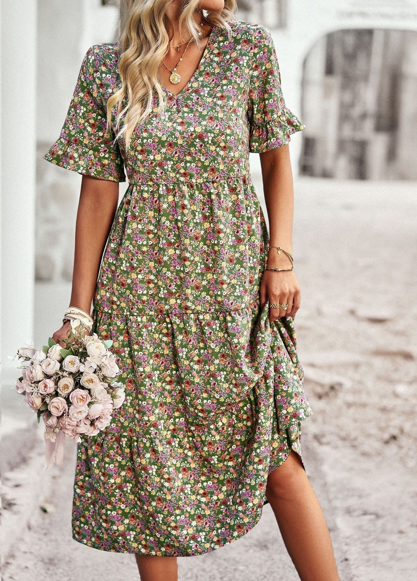 Orlaith | Blumiges Midikleid für Damen