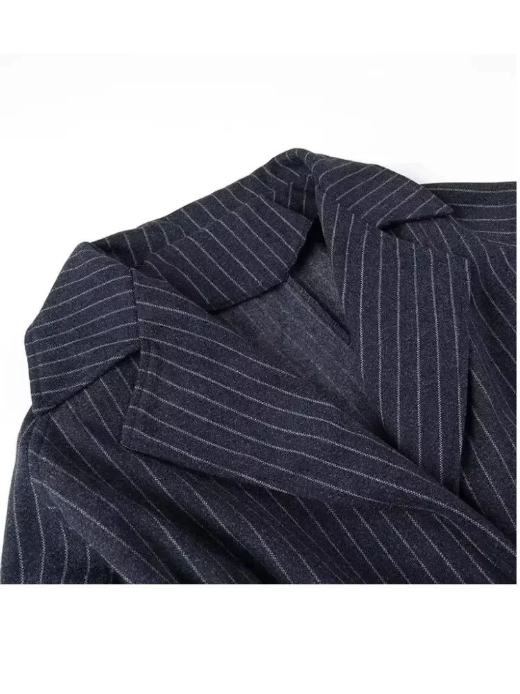 Camilah | Dicke lange Vintage-Streifen-Gabardine für Damen