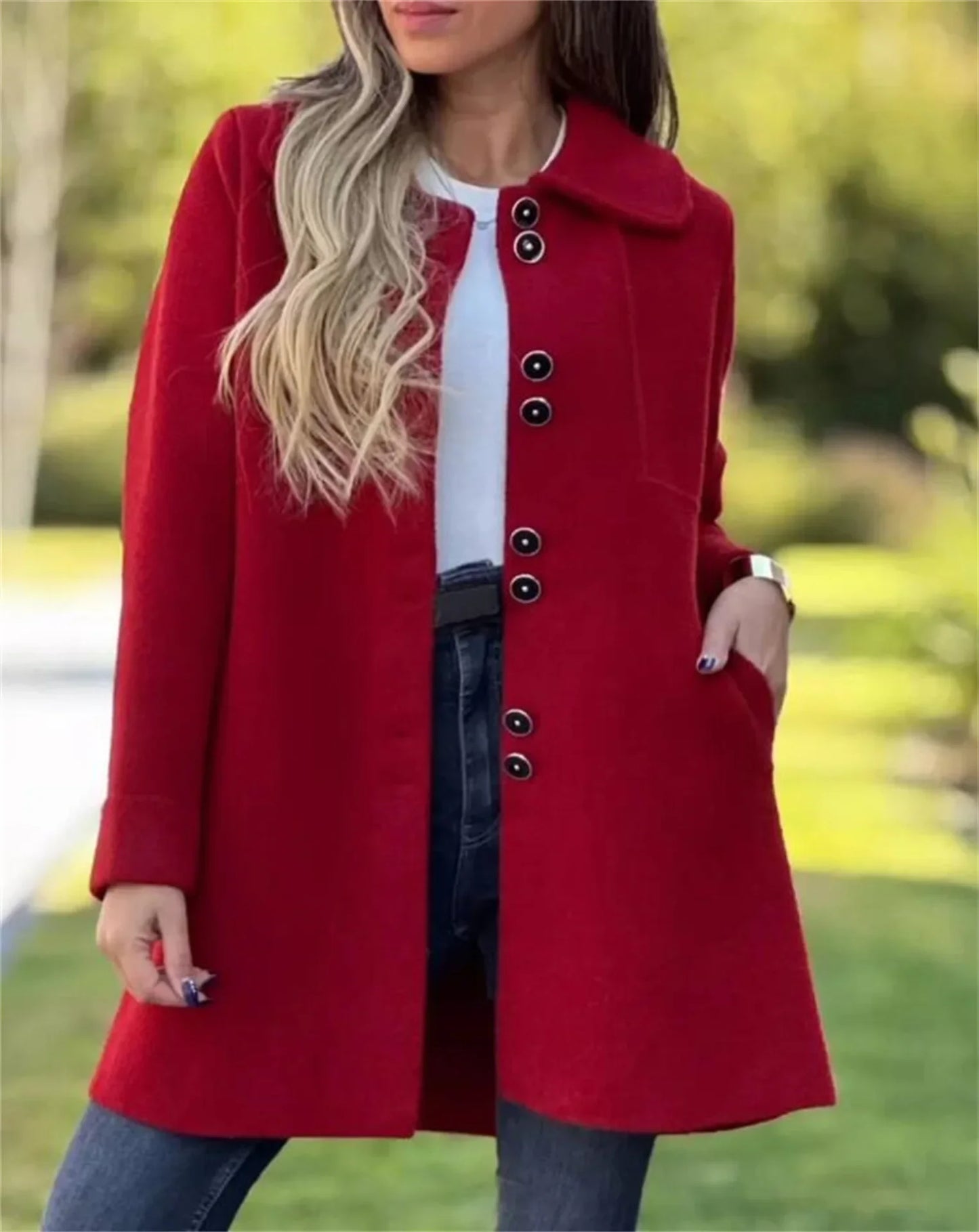 Elna | Damen Langärmliger Mantel Jacke – Warm und Vielseitig für Herbst und Winter