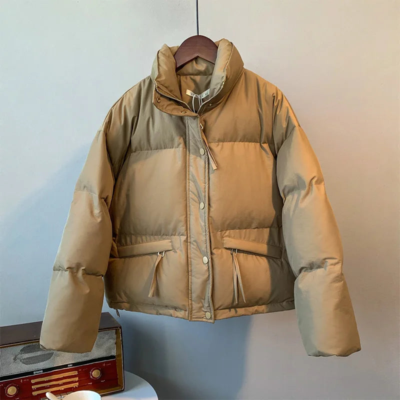 Joelle | Winter Pufferjacke mit Stehkragen in Uni-Farben