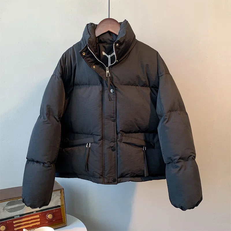 Joelle | Winter Pufferjacke mit Stehkragen in Uni-Farben
