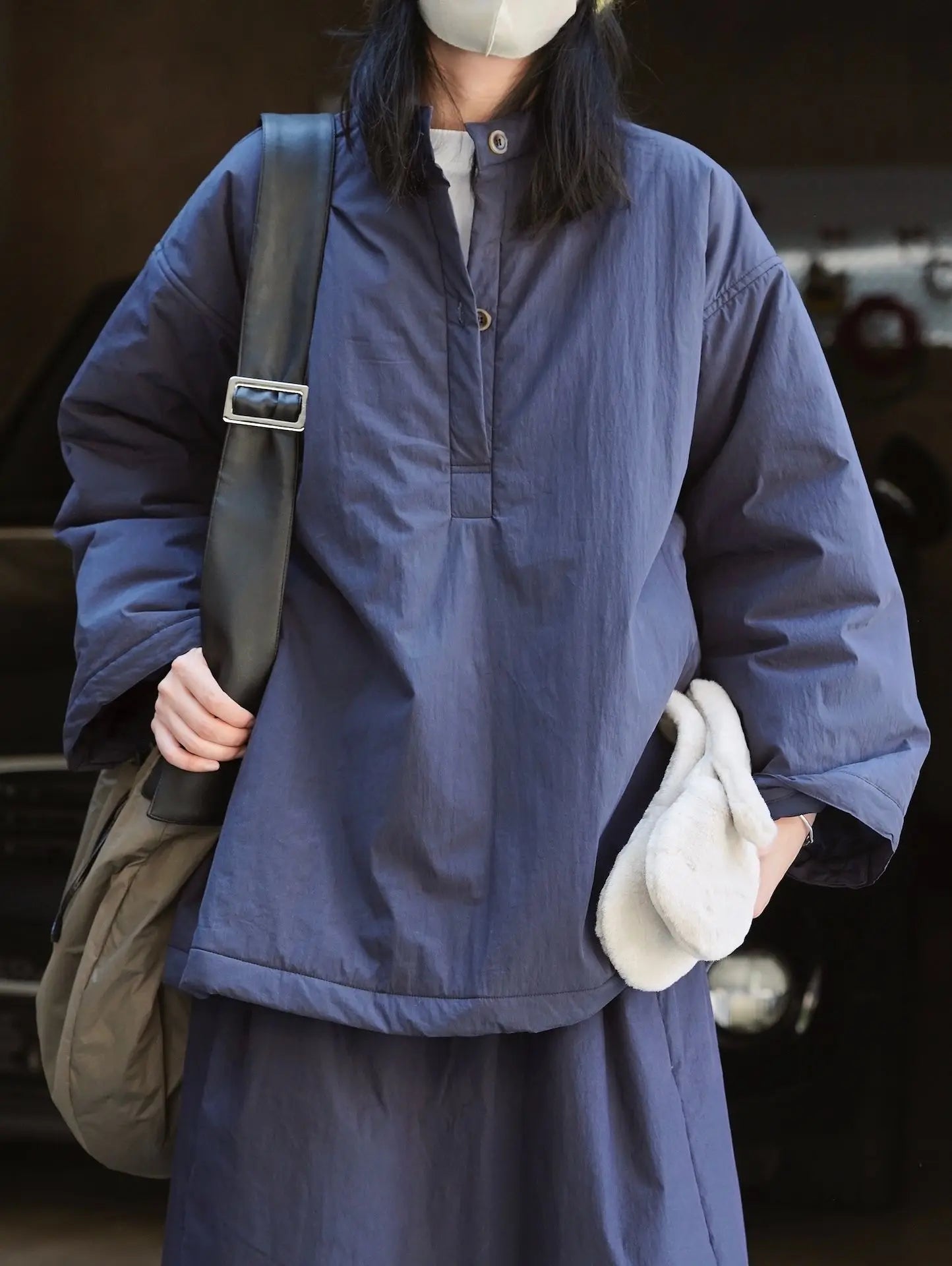 Belia | Damen-Winterpullover mit Stehkragen, Knopfleiste und lockerer Passform