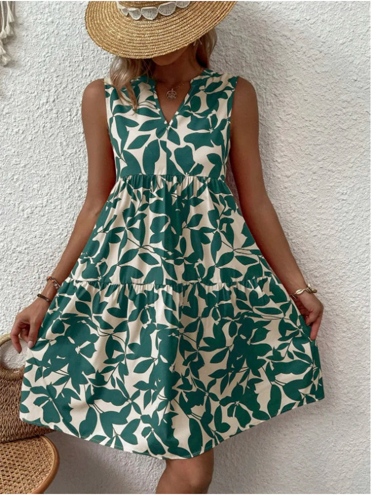 Yanna | Minikleid Boho-Druck Strand-Sommerkleid