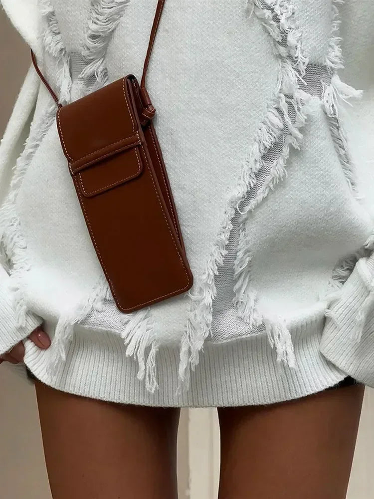 Elisaveta | Damen-Strickpullover im Oversize-Look mit eleganten Fransen