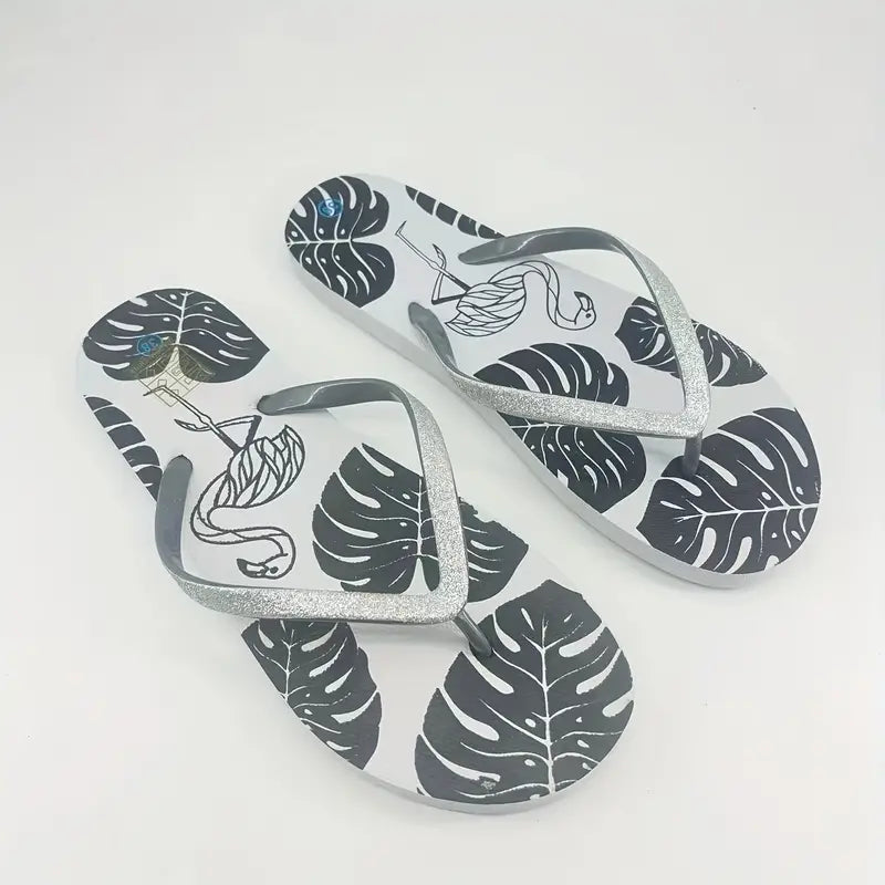 Ione | Flamingo Print Sommer Strand flach Slide Sandale