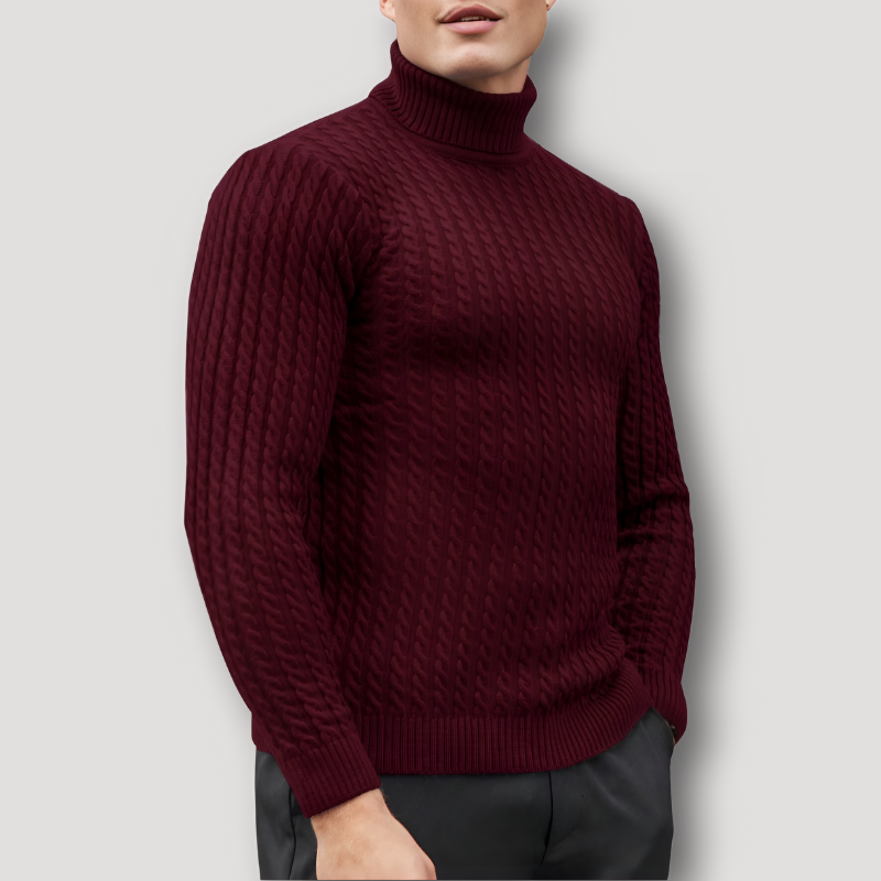 Kaleb | Slim Fit Zopfstrick Turtle Neck Sweater für Herren