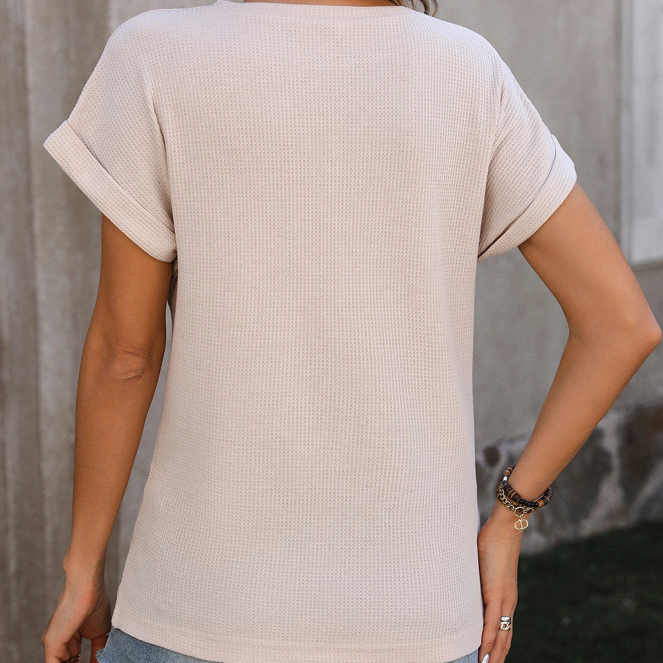 Cina | Beige Strukturiertes T-Shirt
