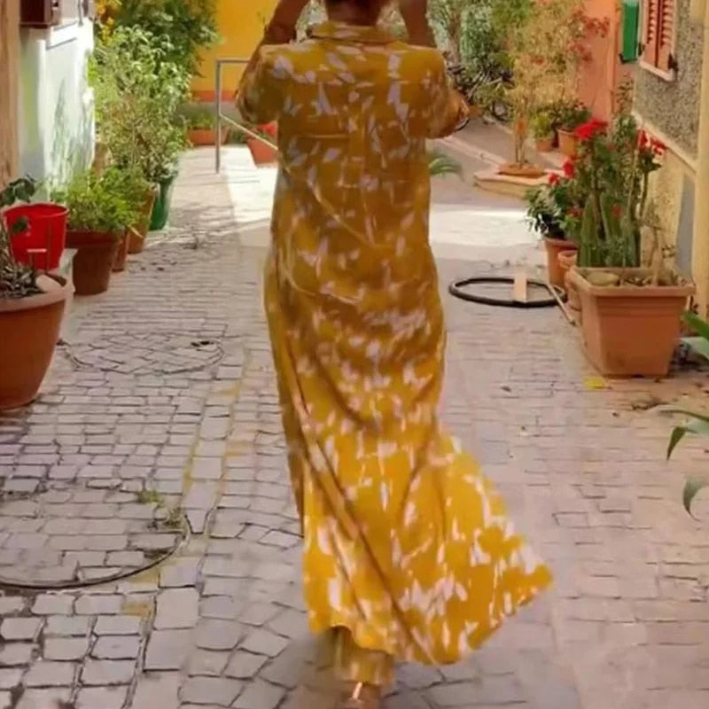 Jazzie | Gelbes Set mit Blattmuster