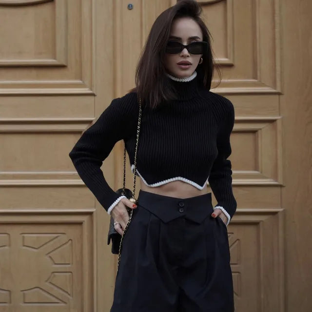 Underpin | Gerippter Crop-Top mit Rollkragen für Damen