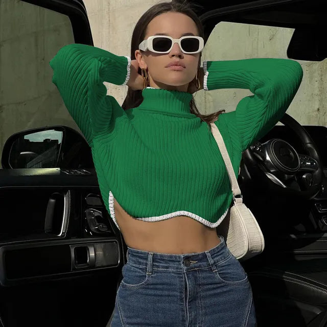 Underpin | Gerippter Crop-Top mit Rollkragen für Damen