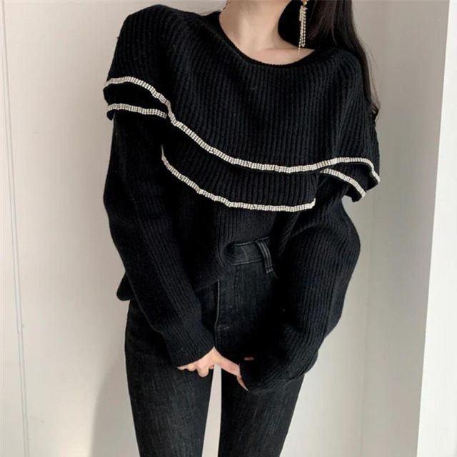 Fluerdeliz | Gerippter Pullover mit Kontraststreifen